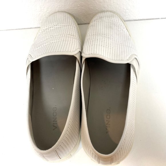 Vince Perforated Blair 5 Slip-On Sneakers Leather Shoes White 8 - Picture 4 of 8